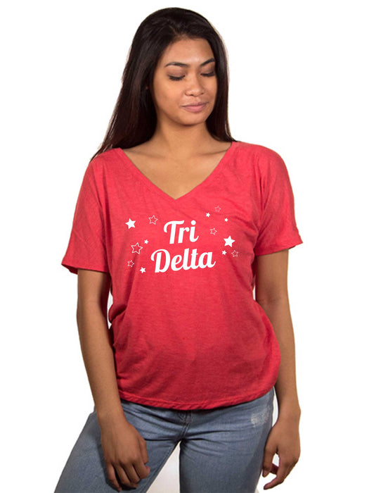 Delta Delta Delta Star Flowy V-Neck