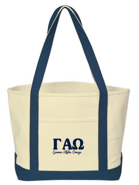 Gamma Alpha Omega Layered Letters Boat Tote