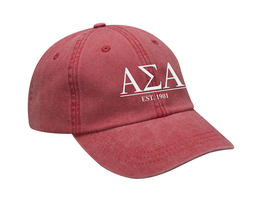 Alpha Sigma Alpha Letters Year Embroidered Hat