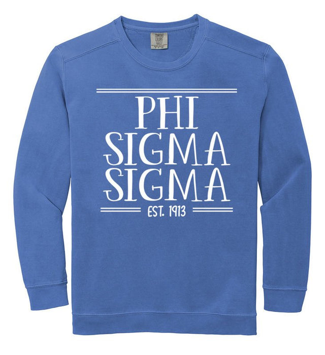 Phi Sigma Sigma Comfort Colors Custom Sorority Sweatshirt