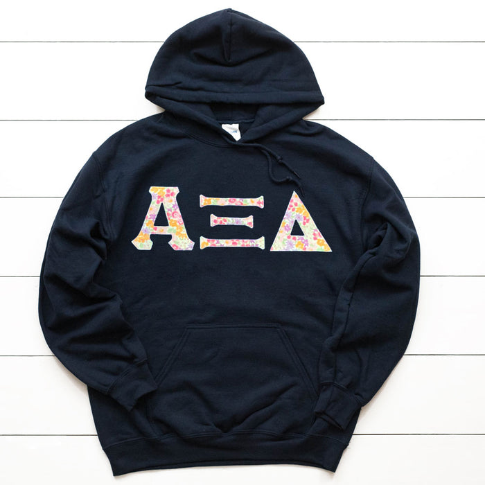 Alpha Xi Delta Unisex Hooded Sweatshirt with Sewn-On Letters
