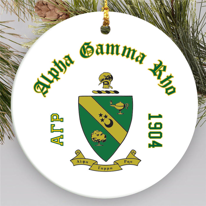 Alpha Gamma Rho Round Crest Ornament