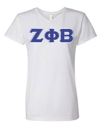 Zeta Phi Beta Unisex V-Neck T-Shirt with Sewn-On Letters