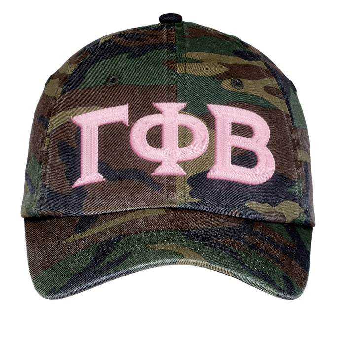 Gamma Phi Beta Letters Embroidered Camouflage Hat