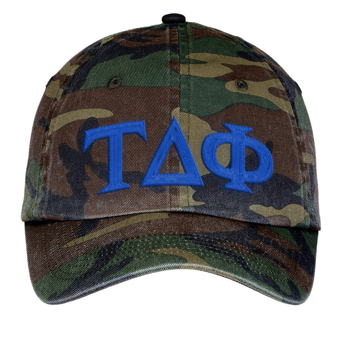 Tau Delta Phi Letters Embroidered Camouflage Hat