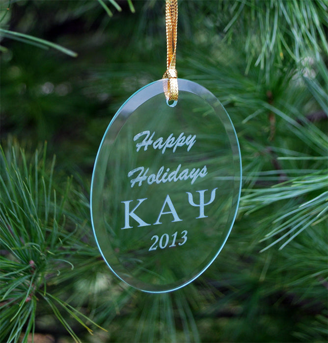 Kappa Alpha Psi Engraved Glass Ornament