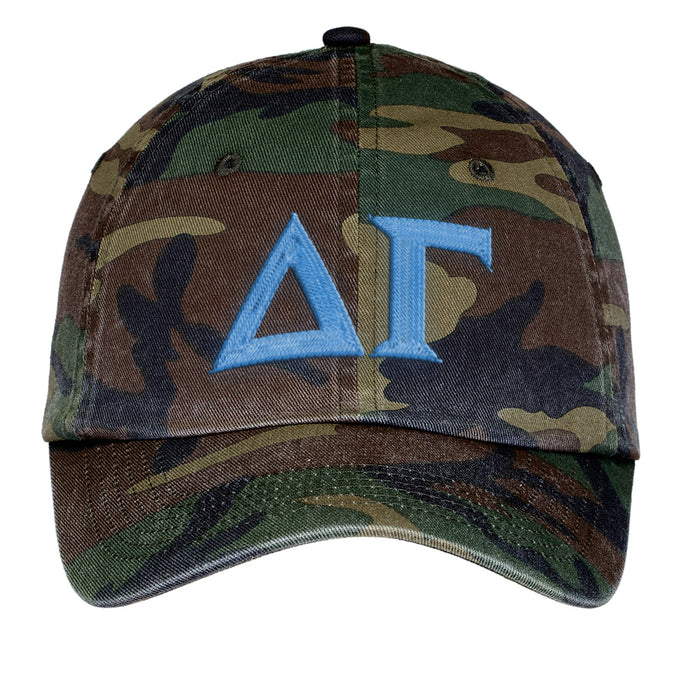 Delta Gamma Letters Embroidered Camouflage Hat