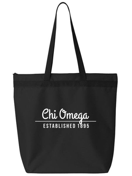 Chi Omega Year Established Tote Bag