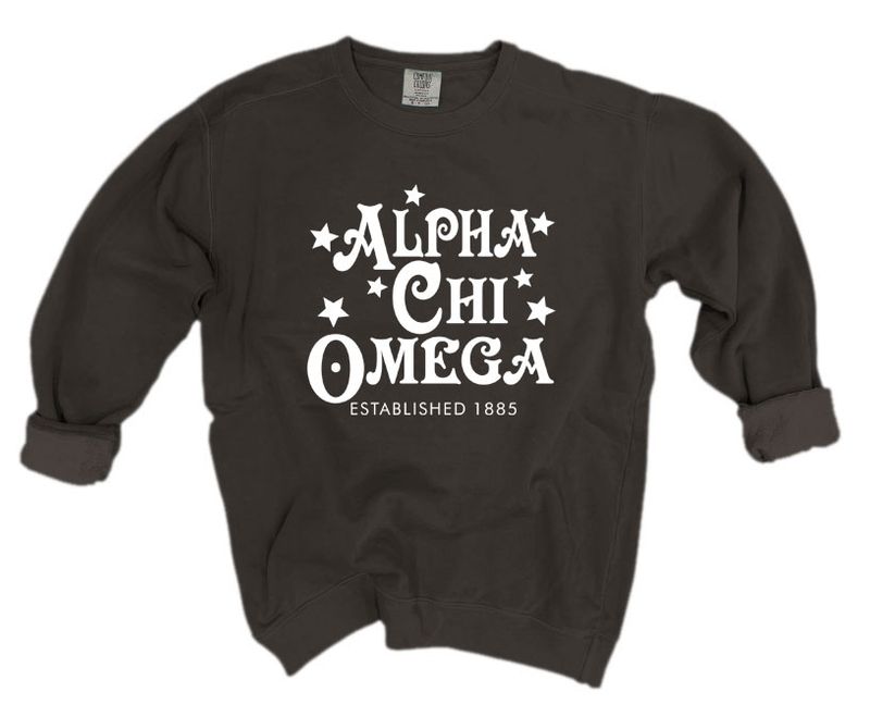 Alpha Chi Omega Comfort Colors Custom Stars Sorority Sweatshirt
