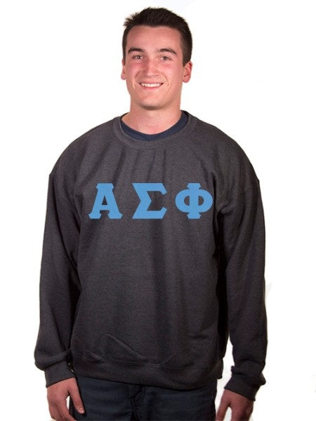 Alpha Sigma Phi Crewneck Sweatshirt with Sewn-On Letters