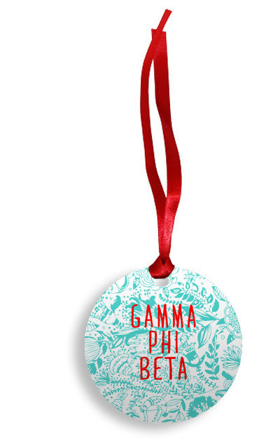 Gamma Phi Beta Floral Pattern Sunburst Ornament