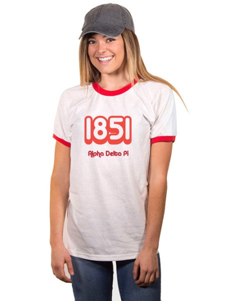 Alpha Delta Pi Year Established Ringer T-Shirt