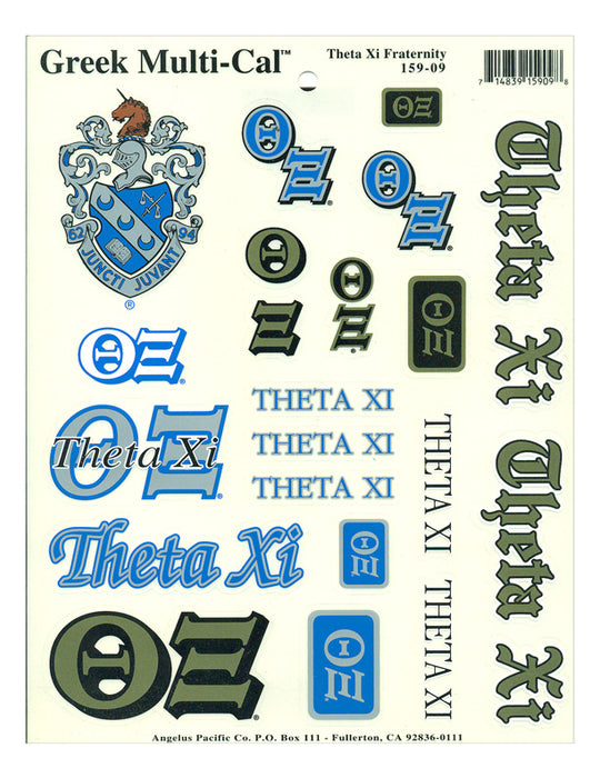 Theta Xi Multi Greek Decal Sticker Sheet