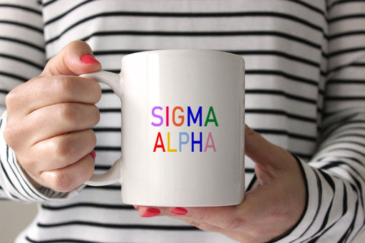 Sigma Alpha Coffee Mug with Rainbows - 15 oz