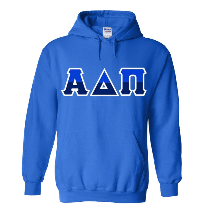 Alpha Delta Pi Two Toned Lettered Hooded Sweatshirt