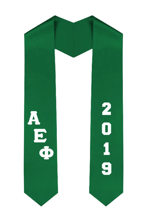 Alpha Epsilon Phi Slanted Grad Stole with Letters & Year