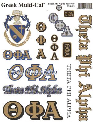Theta Phi Alpha Multi Greek Decal Sticker Sheet