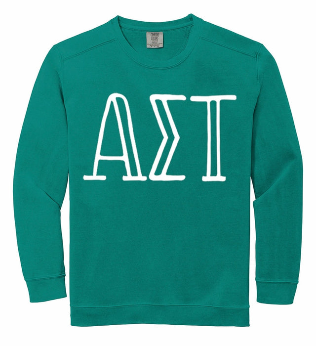 Alpha Sigma Tau Comfort Colors Greek Letter Sorority Crewneck Sweatshirt