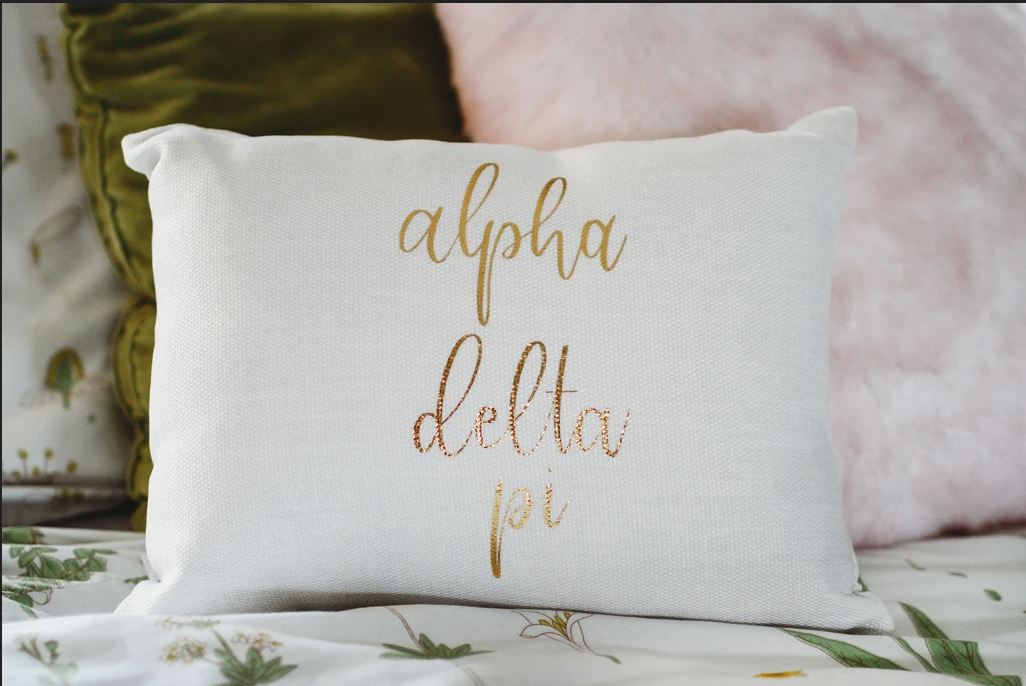 Alpha Delta Pi Gold Print Throw Pillow