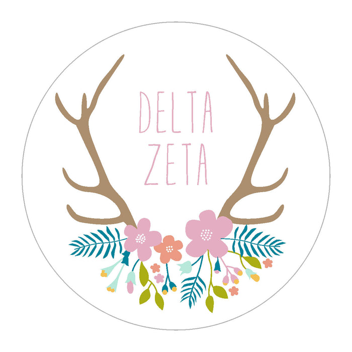 Delta Zeta Floral Antler Sticker