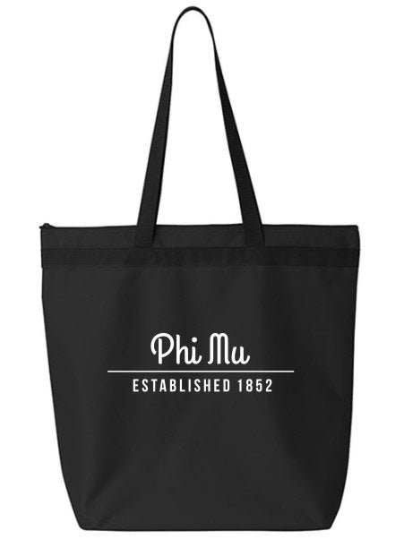 Phi Mu Year Established Tote Bag