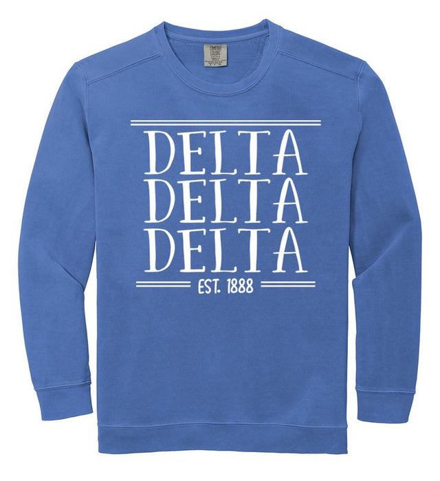 Delta Delta Delta Comfort Colors Custom Sorority Sweatshirt
