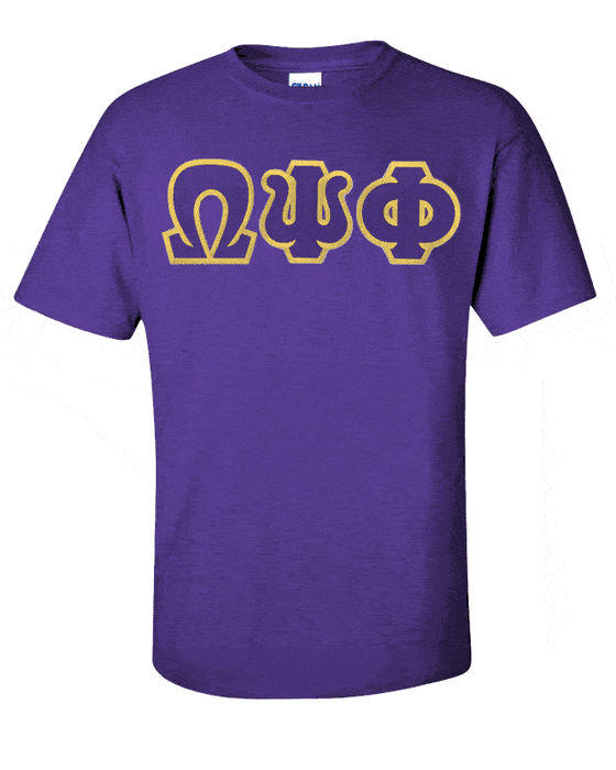 Omega Psi Phi Short Sleeve Crew Shirt with Sewn-On Letters