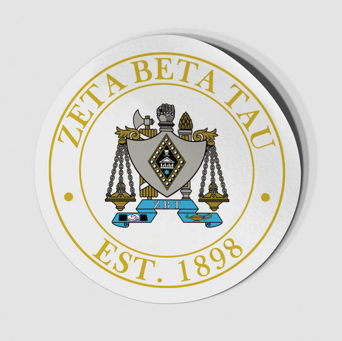 Zeta Beta Tau Circle Crest Decal