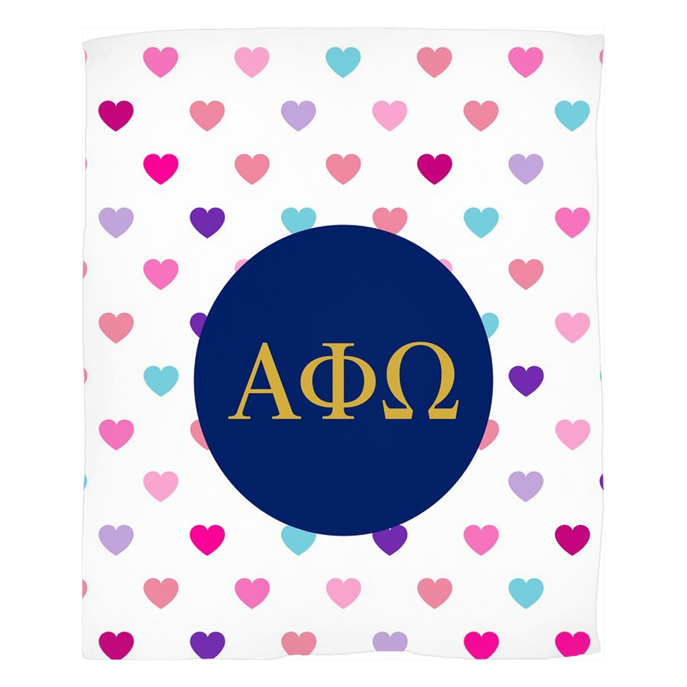 Alpha Phi Omega Hearts Fleece Blankets Alpha Phi Omega Hearts Fleece Blankets