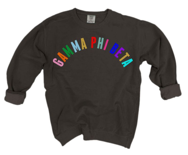Gamma Phi Beta Comfort Colors Over the Rainbow Sorority Sweatshirt