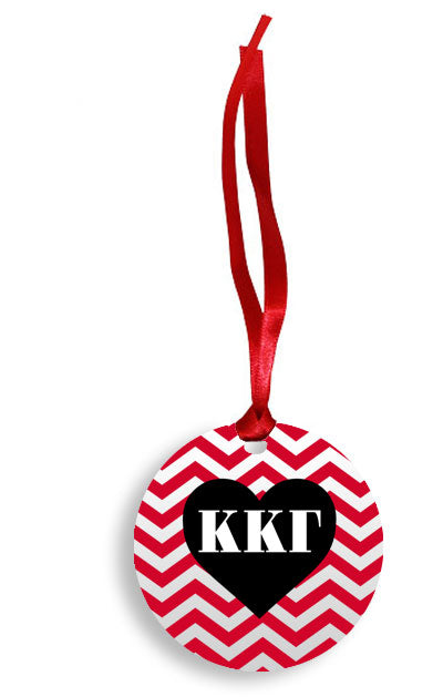 Kappa Kappa Gamma Red Chevron Heart Sunburst Ornament