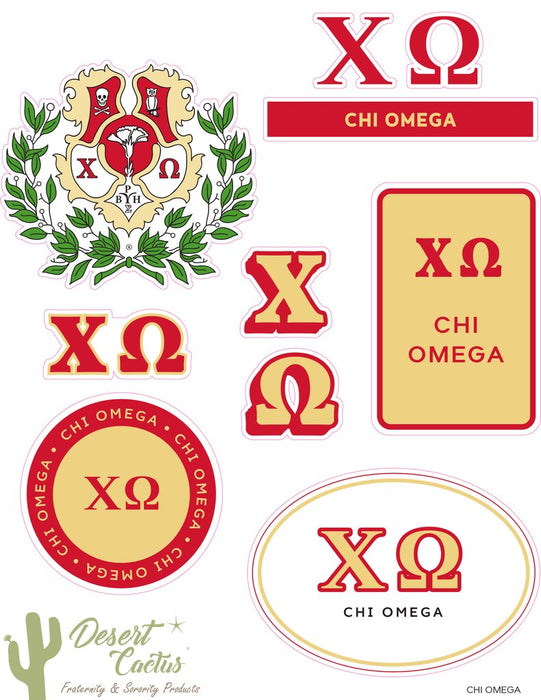 Chi Omega Traditional Decal Set