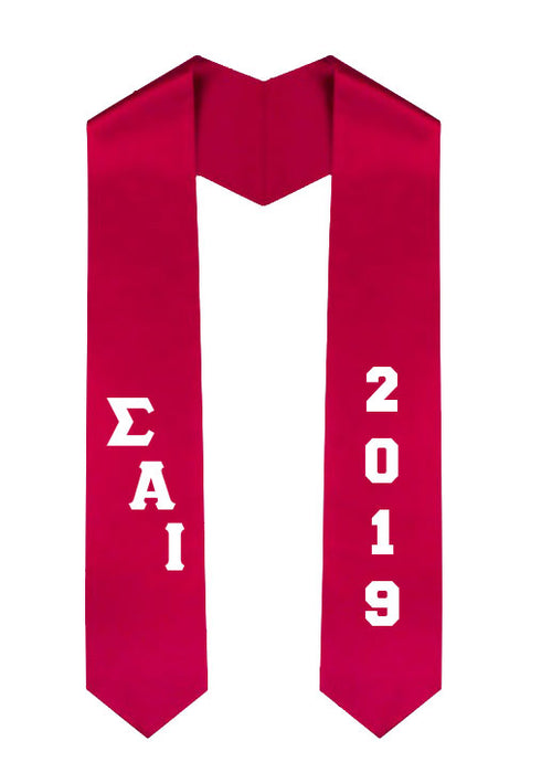 Sigma Alpha Iota Slanted Grad Stole with Letters & Year