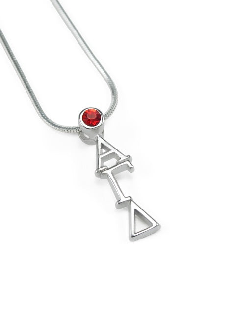 Alpha Gamma Delta Sterling Silver Lavaliere Pendant with Swarovski Crystal