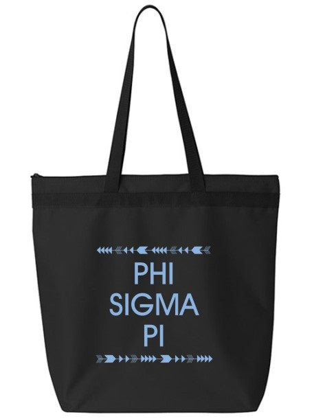 Phi Sigma Pi Arrow Top Bottom Tote Bag