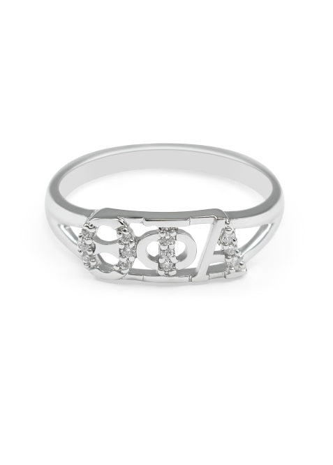 Theta Phi Alpha Sterling Silver Ring with Lab Created Clear Diamond