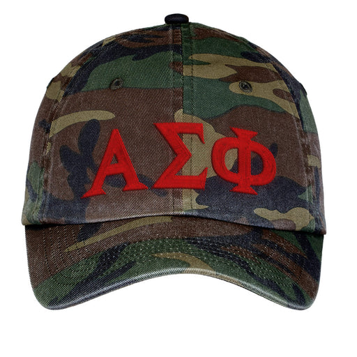 Alpha Sigma Phi Letters Embroidered Camouflage Hat