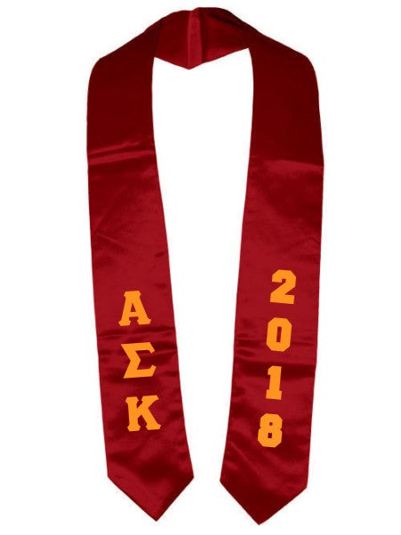 Alpha Sigma Kappa Vertical Grad Stole with Letters & Year