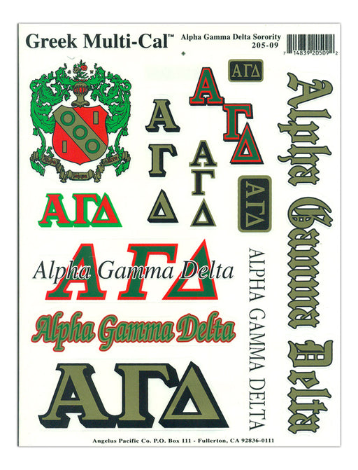 Alpha Gamma Delta Multi Greek Decal Sticker Sheet