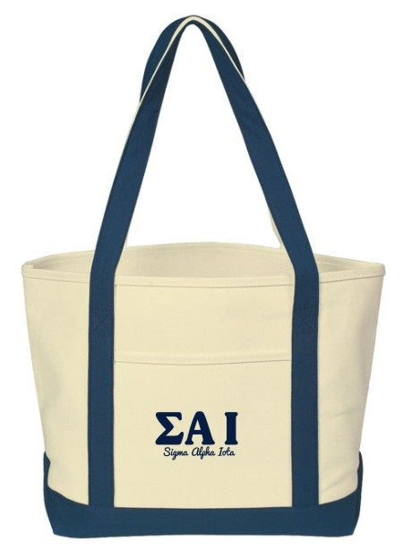 Sigma Alpha Iota Layered Letters Boat Tote