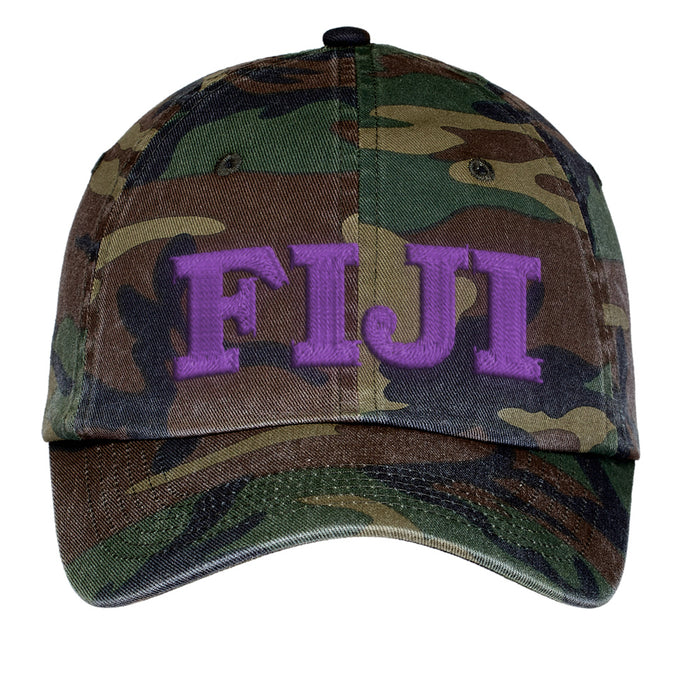 Fiji Letters Embroidered Camouflage Hat