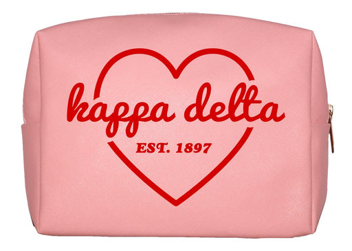 Alpha Phi Pink w/Red Heart Makeup Bag