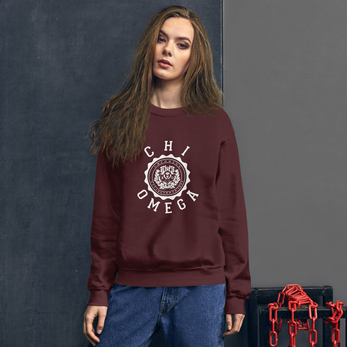 Chi Omega Crest Crew Neck Sweatshirt Chi Omega Crest Crew Neck Sweatshirt