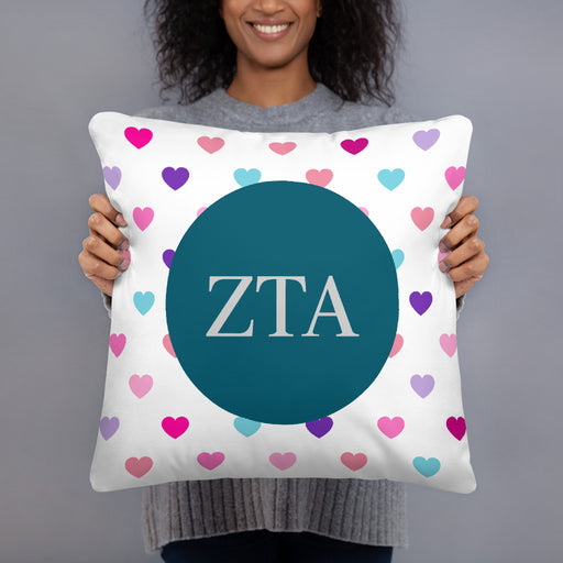 Zeta Tau Alpha Hearts Basic Pillow