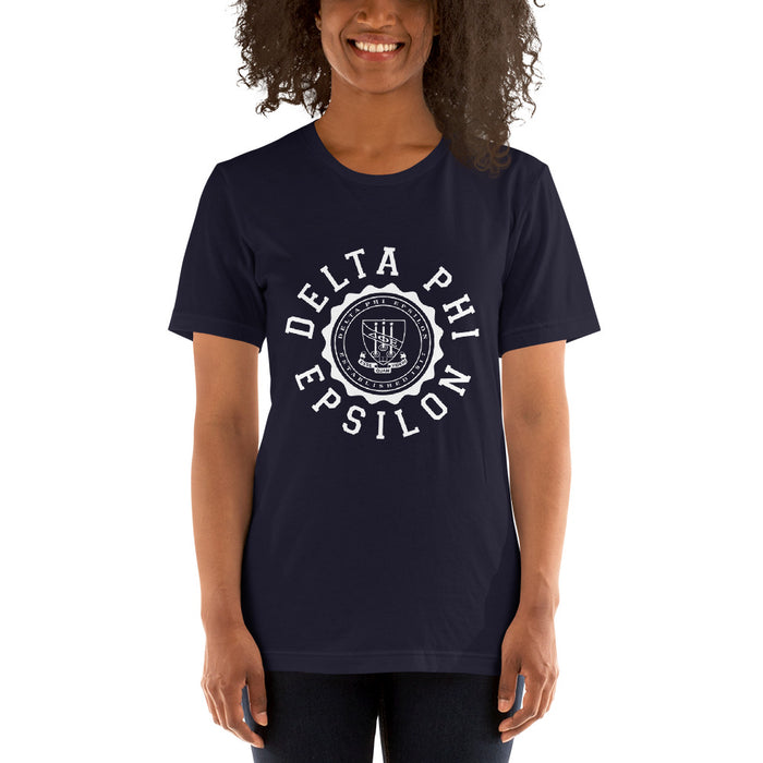 Delta Phi Epsilon Crest Short Sleeve Unisex T Shirt Delta Phi Epsilon Crest Short-Sleeve Unisex T-Shirt