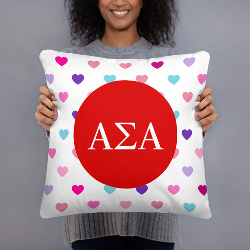 Alpha Sigma Alpha Hearts Basic Pillow